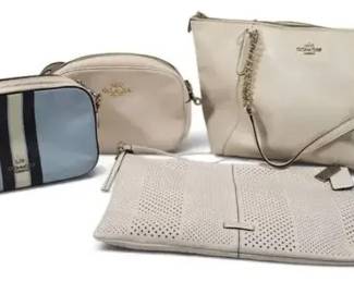 4 Coach Leather Purses – Signature Crossbody, Tote & Perforated Shoulder Bags, Designer Lot