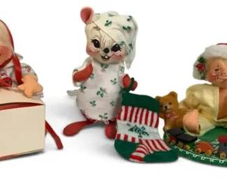 3 Annalee Christmas Dolls – Santa Girl, Holiday Bear & Storybook Figure Vintage Collectibles