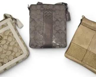 3 Coach Crossbody Purses – Signature Canvas & Leather-Trim Designer Bags, Vintage Lot