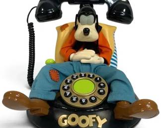Vintage Disney Goofy Animated Talking Telephone – Telemania 1990s Collectible, 11½"