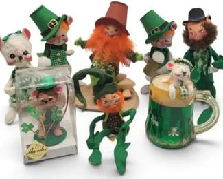 Annalee Dolls St. Patrick’s Day Collection – 8 Vintage Irish Leprechaun & Mouse Figures