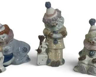 3 Lladró Clown Figurines with Puppies – Vintage Spanish Porcelain Circus Collectibles
