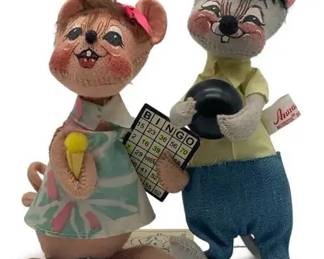 2 Annalee Dolls Bowling & Bingo – Vintage Mouse Figures, Bowling Ball & Bingo Card