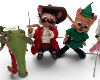 4 Annalee Storybook Mice Peter Pan Collection – Peter Pan, Tinker Bell, Captain Hook & Crocodile