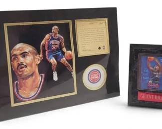 Grant Hill Basketball Memorabilia Lot of 2 – KRS Limited Edition Art Print & Collectible Display