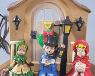 Hand painted ceramic carolers scene