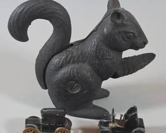 Cast iron squirrel nutcracker and other miniature collectibles