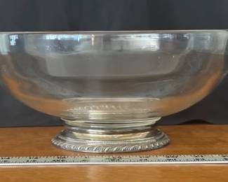 Glass bowl with Boardman sterling silver bottom