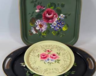 Towle hand painted vintage trays