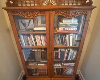 Antique oak bookcase or display cabinet