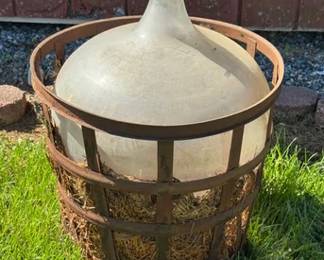 Extra large antique French demijohn bottle