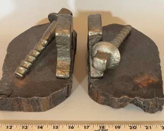 Vintage Panama railroad spike bookends