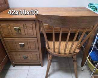 MCM oak desk with chair