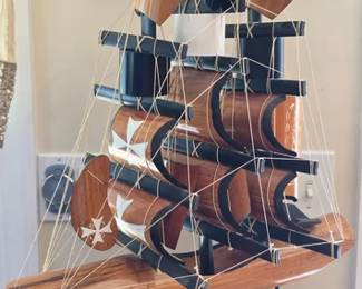 Handcrafted decorative model sailing ship