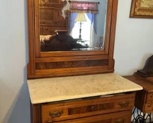 Eastlake dresser with marble top and mirror