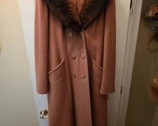 J. P. Stevens and Co. vintage fur collared full length coat