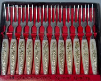 Set of vintage stainless steel appetizer forks