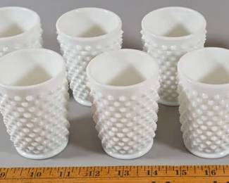 Set of hobnail milk glass cups