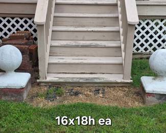 Pair of concrete ball top finials