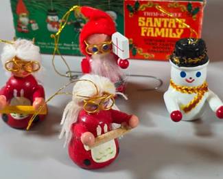 Vintage wood ornament sets with original boxes