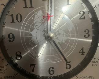 Verichron GMT World Time Desk Clock with Red Airplane Second Hand