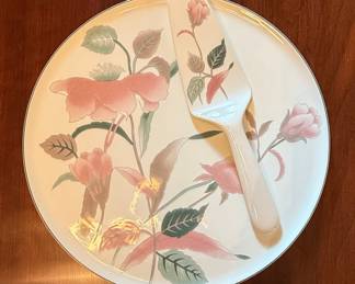 Mikasa Silk Flowers Cake Plate and Server Set