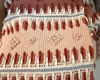 Boho Style Geometric Stripe Crochet Afghan Blanket