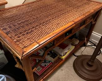 Vintage Rattan and Bamboo Coffee Table