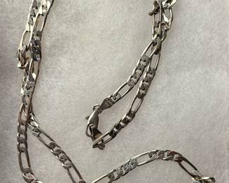 Sterling Silver Onyx Pendant with Italian Figaro Chain