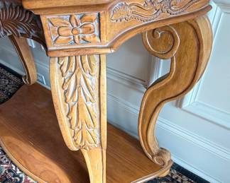 Louis XV Style Carved Walnut Console Table with Marble Top