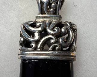 Sterling Silver and Black Onyx Scrollwork Pendant