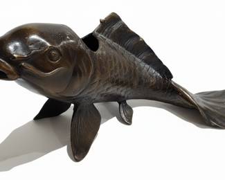 Japanese Bronze Koi Fish Sculpture Vase