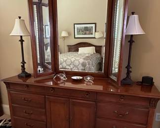 Hickory White Tri-Fold Mirror Dresser
