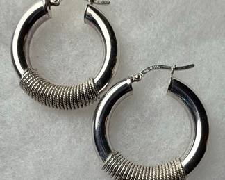 Milor Italy Sterling Silver Rope Twist Hoop Earrings