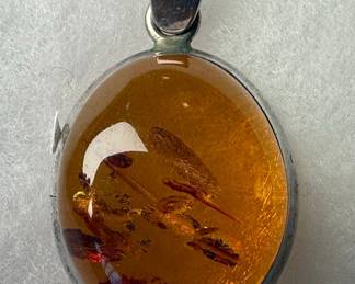 Baltic Amber and Sterling Silver Pendant