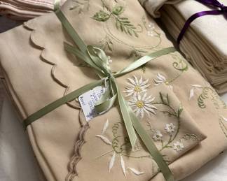 Beautiful hand embroidered Philippine tablecloth set   