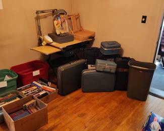 Books and vintage luggage