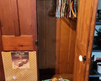 Solid pine wardrobe and leather working tools