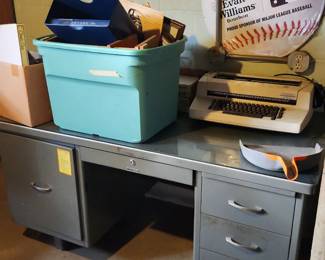 Vintage desk and electric typewriter