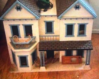 Large doll house with furnishings.
