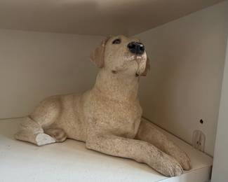 Vintage Cast Stone Labrador Retriever Garden Statue