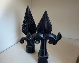 Cast Iron Fleur-de-Lis and Spear Fence Finials