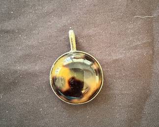 Vintage Faux Tortoiseshell Pendant in Sterling Silver