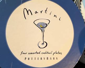 Pottery Barn Martini Collection Plates Set of 4