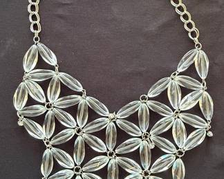 Vintage Clear Lucite Marquise Petal Bib Necklace