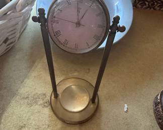 Vintage Brass Pocket Watch Style Desk Clock