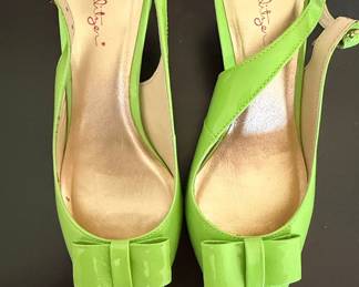 Lilly Pulitzer Lime Green Patent Bow Slingback Heels