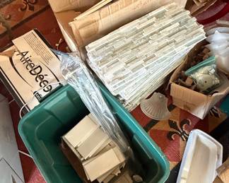 Assorted Mixed-Material Linear Mosaic Tile Sheets