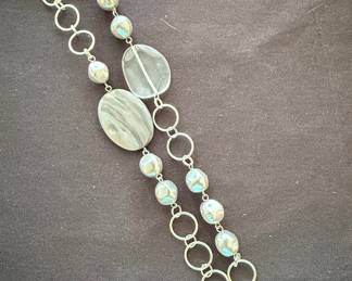 Mixed Media Statement Necklace with Lucite and Metal Rings