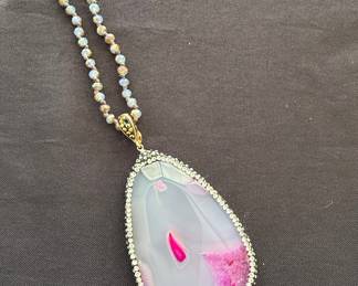 Agate Slice Pendant Necklace
